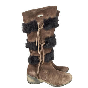 Tecnica Apres Winter Riding Boots Womens Size 6 Brown Suede Leather‎ Fur  Italy